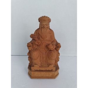 Chinese God of‎ Wealth Statue Figurine Shou Lao Feng Shui Decor Wood